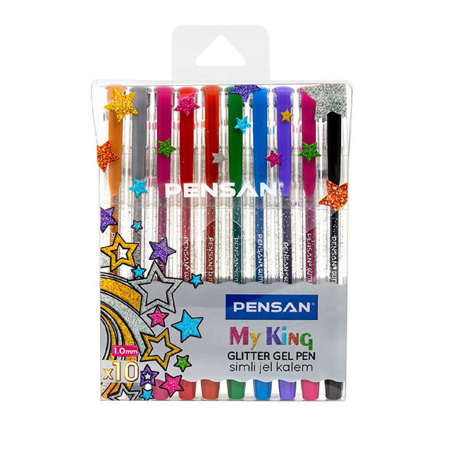 Pensan Glitter Gel Pens 10Color Retractable Glitter Gel Pen Set